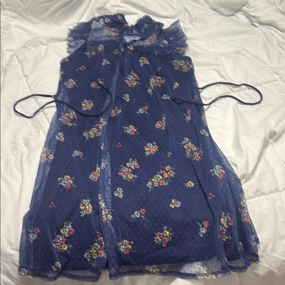 Size 14 Speechless Blue Ruched Sundress with choker neck that buttons in back